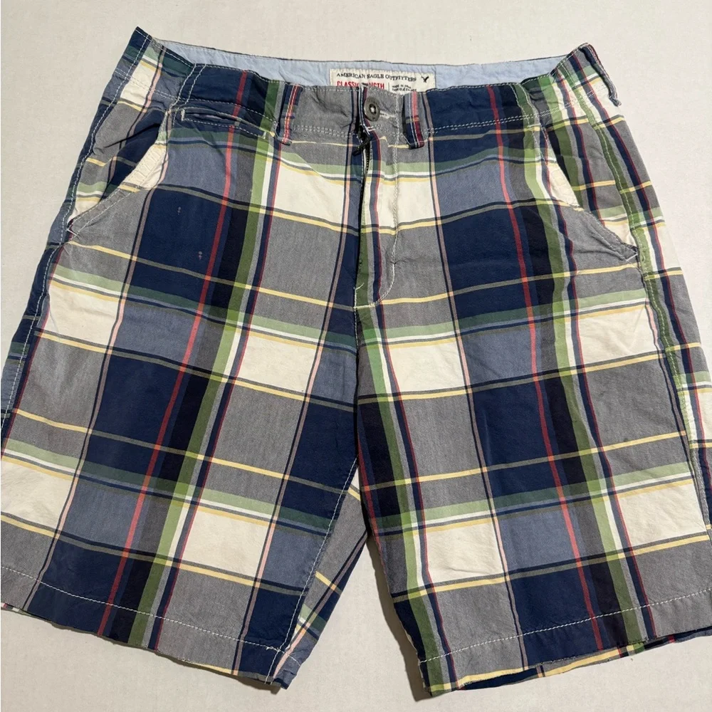 Y2K American Eagle Classic‎ Length Plaid Shorts, Men's 34 #976